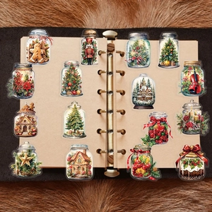 Lot de 50 autocollants de Noël en forme de bouteilles pour scrapbooking et déco