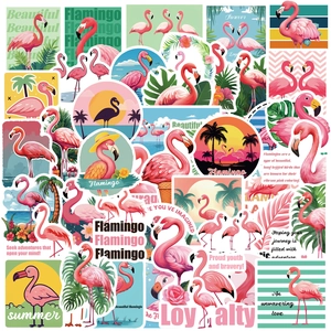 Flamingo Cartoon Graffiti Stickers Waterproof PVC Tropical Pink Birds Decals For Laptop Suitcase Guitar DIY Decor Gift
