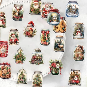 50 autocollants de Noël imperméables avec des motifs de Père Noël, renne et bonhomme de neige