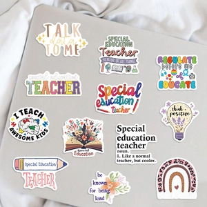 50pcs waterproof cartoon special education teacher stickers for laptops and guitars
