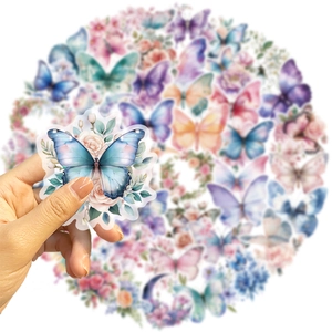 Lot d'autocollants papillons en PET imperméables pour carnets et décoration créative