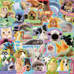 Realistic Animal Reward Stickers For Teachers Students Motivational PVC Waterproof Cartoon Animal Decals For Water Bottle