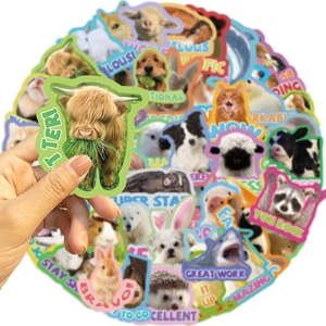 50pcs waterproof cartoon animal reward stickers with motivational English quotes for DIY decor