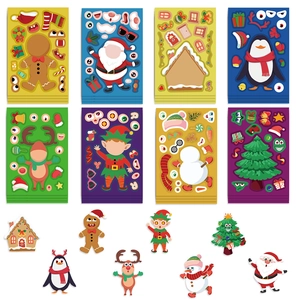 Christmas DIY stickers set with 8 designs including Santa, snowman and reindeer