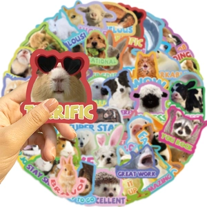 Set of 50 waterproof animal reward stickers for students featuring motivational phrases