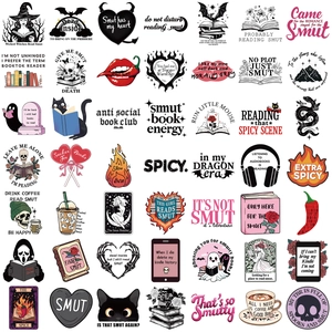 Lot de 50 autocollants Smut Bookish imperméables avec dessins gothiques pour ordinateur