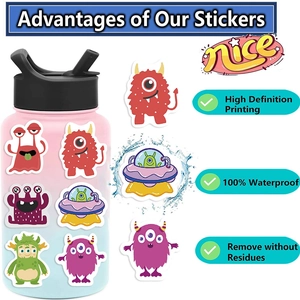 Waterproof cartoon alien stickers for DIY decoration on sports water bottles