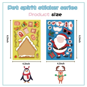 Detailed view showing 4.3x6.3 inch dimensions for Christmas DIY stickers with festive motifs