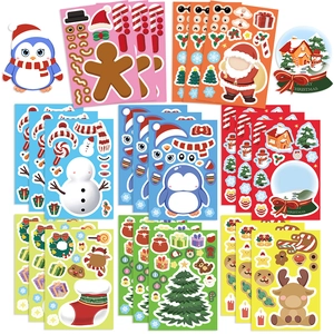 Christmas DIY Cartoon Sticker Set Santa Snowman Penguin Gingerbread Man Waterproof PVC Decals For Phone Case Notebook Decoration