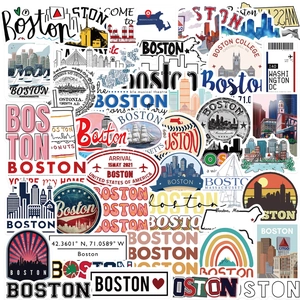 Boston City Theme Graffiti Stickers Waterproof PVC Vinyl Decal For Laptop Skateboard Luggage Guitar Water Bottle DIY Decor
