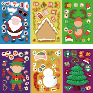 6-pack Christmas DIY snowman and Santa stickers for kids' creative holiday crafts