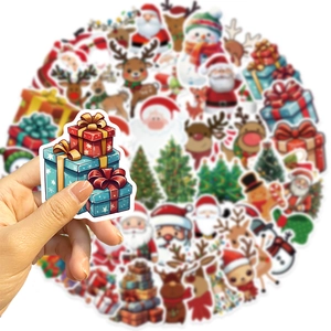 50pcs waterproof Christmas graffiti stickers set with Santa and reindeer for luggage