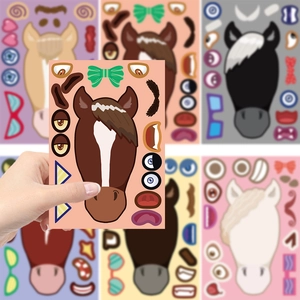 DIY cartoon horse stickers set with various facial expressions for phone case and notebook
