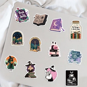 100 pieces of vintage witch and bookish waterproof stickers for laptops and guitars
