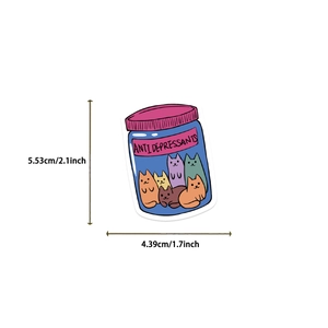 Détail de l'autocollant chat imperméable avec dimensions 5,53cm de hauteur et 4,39cm de large