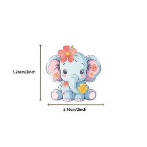 Detail showing cartoon blue elephant sticker size 5.24cm for DIY decor