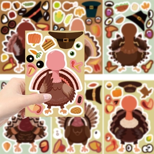 Lot de stickers de dinde de Thanksgiving DIY avec accessoires pour scrapbooking festif