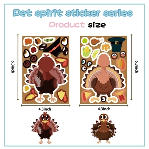 Autocollants dinde Thanksgiving DIY 6,3x4,3 pouces kit Make-a-Face pour loisirs créatifs