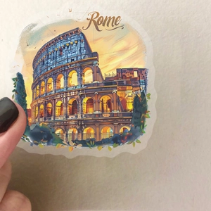 50 stuks transparante Rome Colosseum architectuur stickers voor journaling en scrapbooking