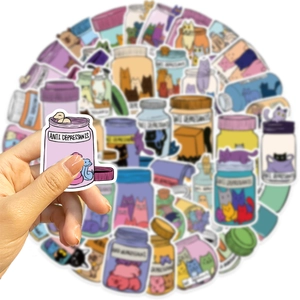 Lot de 50 stickers chat antidépresseur étanches pour décoration d'ordinateur et guitare