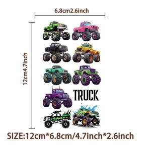 Tatouages temporaires de camions monstres pour enfants, étanches, format 12x6,8 cm