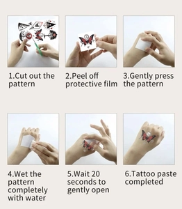 Step-by-step tutorial for applying waterproof temporary tattoos with butterfly motifs