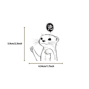 Dimensions d'autocollant animal mignon avec loutre et bulle de texte yes