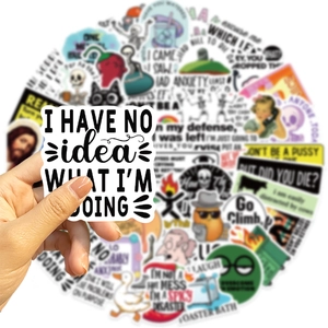 Close-up of waterproof snarky meme sticker showing I have no idea what I am doing