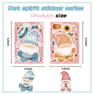 DIY cartoon gnome stickers set for scrapbooking and phone cases 6.3x4.3 inch size
