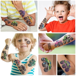 Tatouages temporaires de Monster Truck pour enfants appliqués sur les bras et les jambes