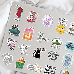 Pack of 50 waterproof cartoon snarky meme stickers for laptop and guitar decoration