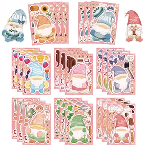8 Sheets Cartoon Cute Gnome DIY Sticker Set Waterproof PVC Gnome Decals For Scrapbooking Phone Case Notebook Decoration Stationery
