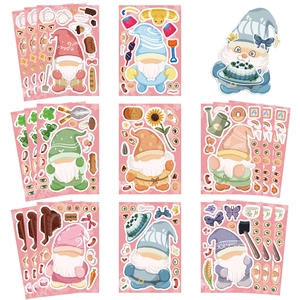 Set of 8 DIY Cartoon Gnome Stickers for journaling and mobile phone decoration