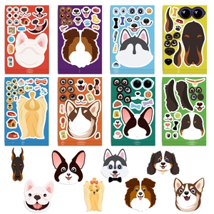 Lot de 8 planches de stickers chiens DIY pour décorer les cahiers et coques de mobile