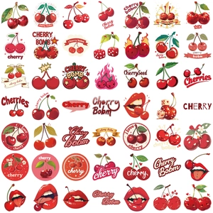 Lot de 50 stickers cerise imperméables pour décoration de guitare et ordinateur