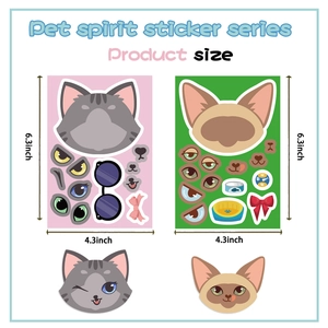 DIY cartoon cat stickers set with diverse facial expressions and decorative accessories