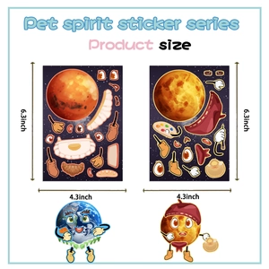 Pet spirit sticker series featuring DIY cartoon planet faces with cute accessories