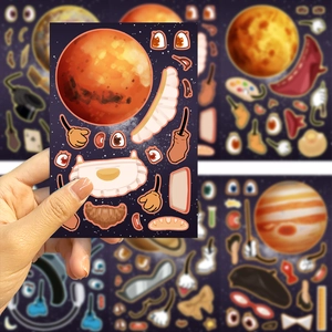 Funny planet make-a-face DIY stickers for scrapbooking and phone case decoration