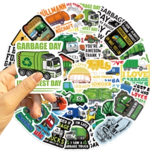 50pcs waterproof garbage truck graffiti stickers for DIY laptop guitar and luggage decoration