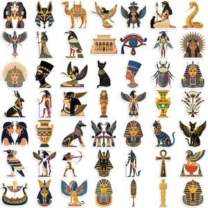 Set de 50 pegatinas egipcias impermeables con símbolos de Faraón, Anubis e iconos Horus
