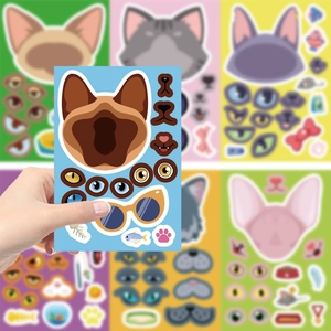 DIY cartoon cat face stickers kit for creative scrapbooking and phone case decoration
