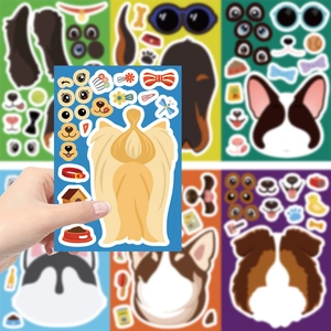 Set d'autocollants de chiens de dessins animés DIY pour agendas et coques de téléphone