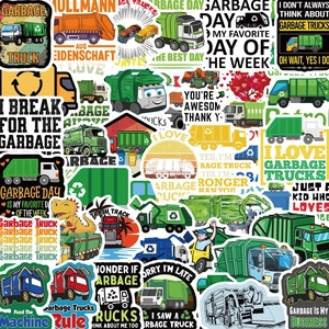 Cartoon Garbage Truck Stickers Waterproof PVC Decorative Decals For Laptop Guitar Luggage DIY Variety Engineering Vehicle Labels