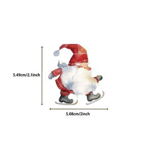 Dimensioni dettagliate di un adesivo gnomo di Natale che pattina stile acquerello