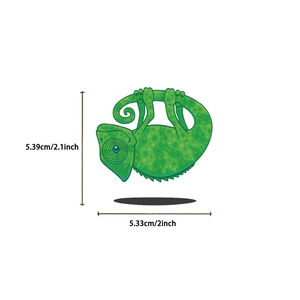 Detailed dimensions of cartoon chameleon waterproof sticker for laptop and guitar