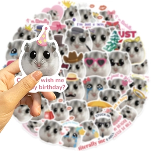 Set di 50 adesivi meme criceto impermeabili per decorazione di laptop, chitarra e valigie
