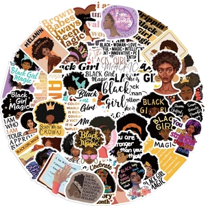 Set of 50 waterproof black girl affirmation graffiti stickers for laptop and guitar decor