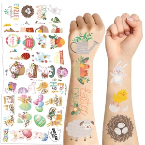 Ostern Temporäre Tattoos Wasserdicht Cartoon Hase Ei Küken Für Kinder Festliche Party Dekoration Einweg Tattoo Set