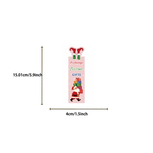 Detailed size chart showing 15.01cm height of the Santa cartoon paper bookmark