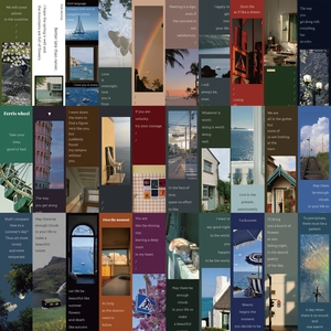 Artistic landscape bookmarks with aesthetic photography and inspirational English quotes